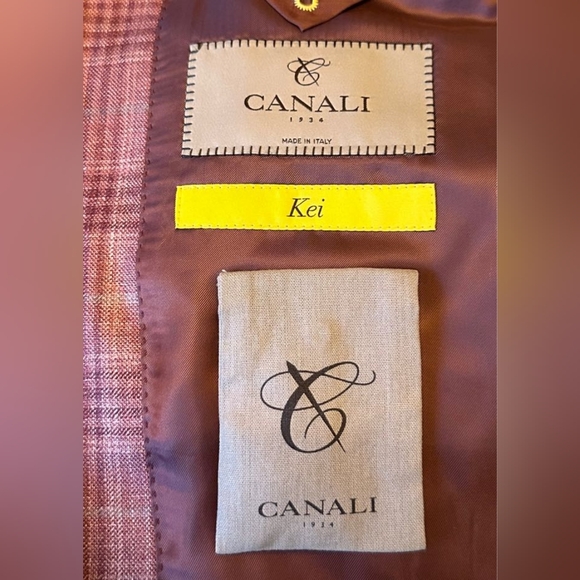 (NWT) CANALI Kei Glen Plaid Sport Jacket - US 48L, Red - Picture 3 of 8